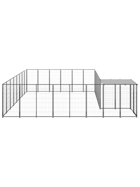 Suņu voljērs, 15,73 m², tērauds, melns