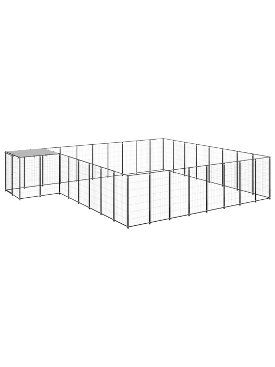 Suņu voljērs, 20,57 m², tērauds, melns