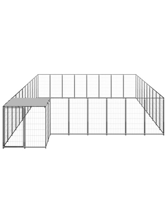 Suņu voljērs, 25,41 m², tērauds, melns