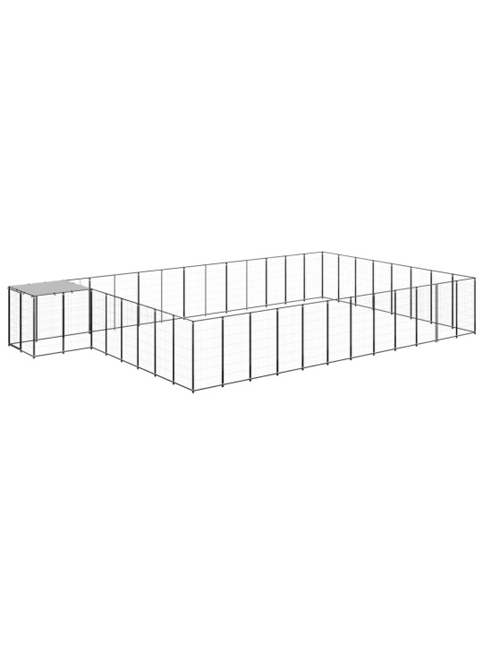Suņu voljērs, 30,25 m², tērauds, melns