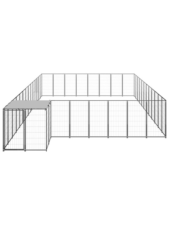 Suņu voljērs, 30,25 m², tērauds, melns