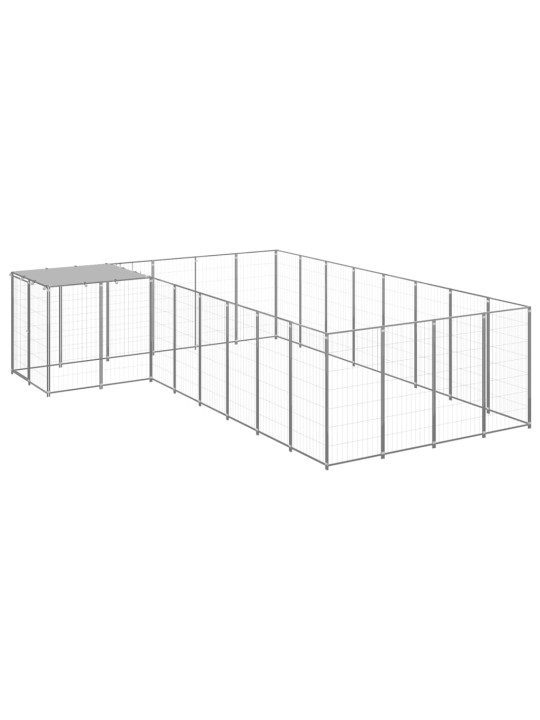 Suņu voljērs, 10,89 m², tērauds, sudraba krāsa