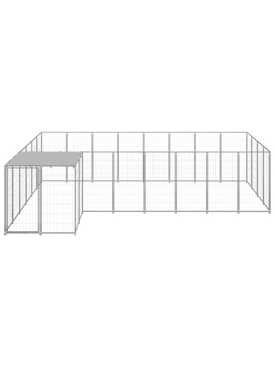 Suņu voljērs, 10,89 m², tērauds, sudraba krāsa