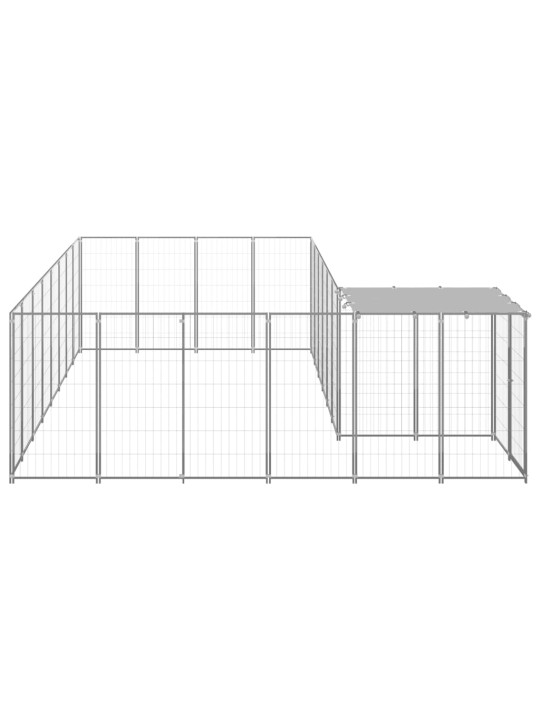 Suņu voljērs, 10,89 m², tērauds, sudraba krāsa