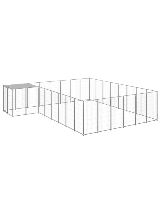 Suņu voljērs, 15,73 m², tērauds, sudraba krāsa