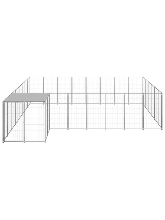 Suņu voljērs, 15,73 m², tērauds, sudraba krāsa