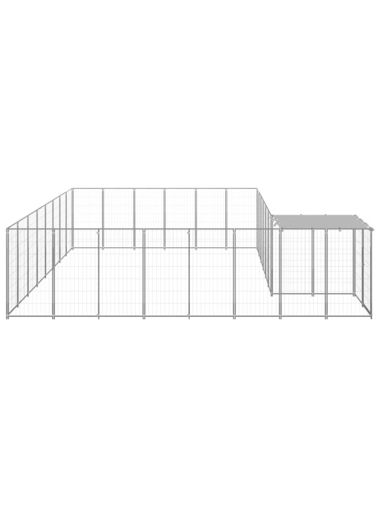 Suņu voljērs, 15,73 m², tērauds, sudraba krāsa