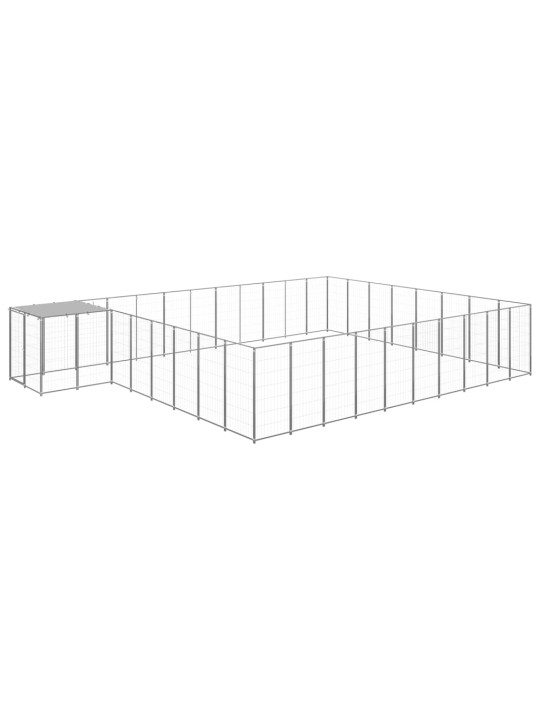 Suņu voljērs, 25,41 m², tērauds, sudraba krāsa