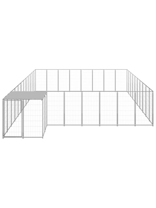 Suņu voljērs, 25,41 m², tērauds, sudraba krāsa