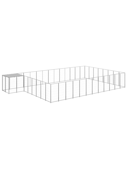 Suņu voljērs, 30,25 m², tērauds, sudraba krāsa