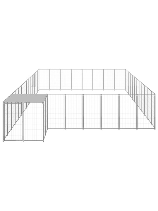Suņu voljērs, 30,25 m², tērauds, sudraba krāsa