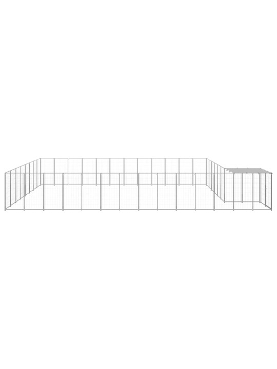 Suņu voljērs, 30,25 m², tērauds, sudraba krāsa