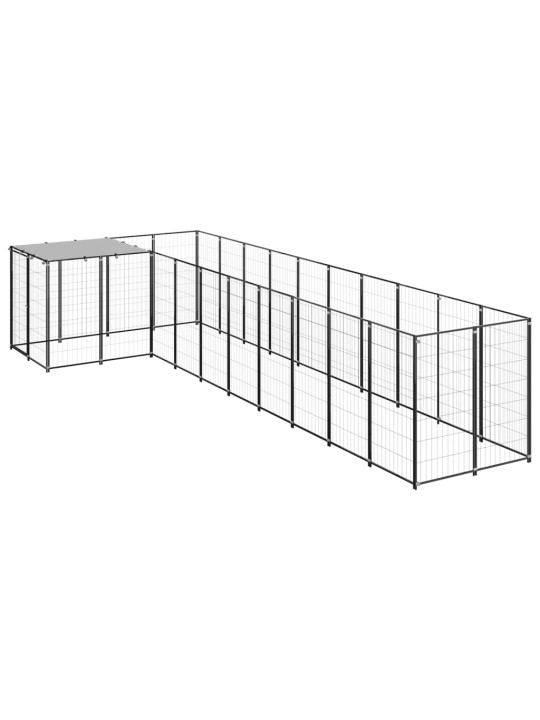 Suņu voljērs, melns, 7,26 m², tērauds