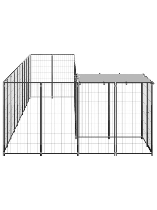 Suņu voljērs, melns, 7,26 m², tērauds