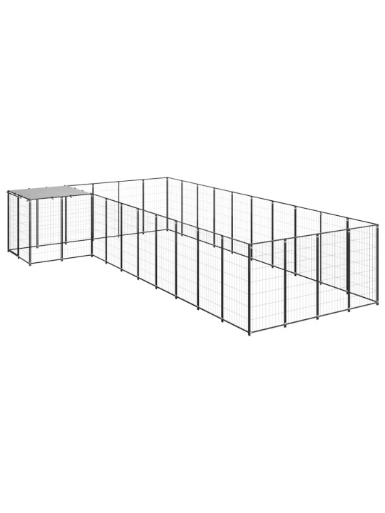 Suņu voljērs, 13,31 m², tērauds, melns