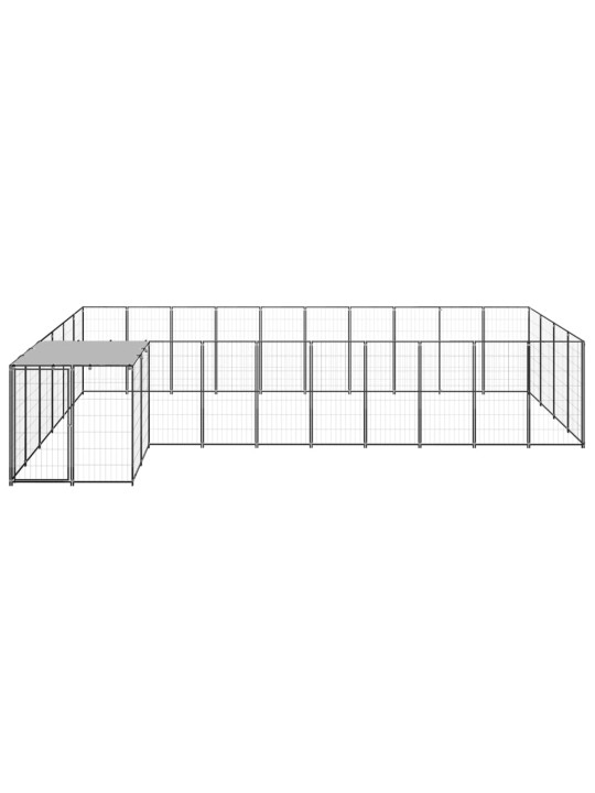 Suņu voljērs, 13,31 m², tērauds, melns