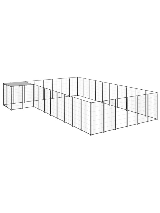 Suņu voljērs, 19,36 m², tērauds, melns