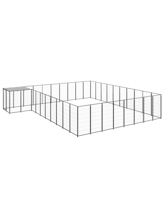 Suņu voljērs, 25,41 m², tērauds, melns