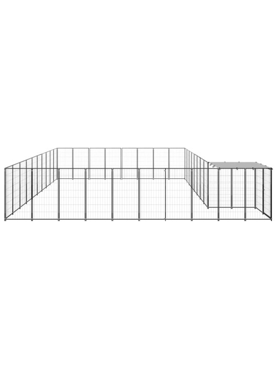 Suņu voljērs, 25,41 m², tērauds, melns