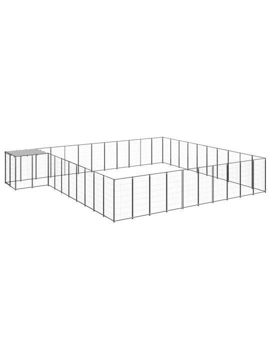Suņu voljērs, 31,46 m², tērauds, melns
