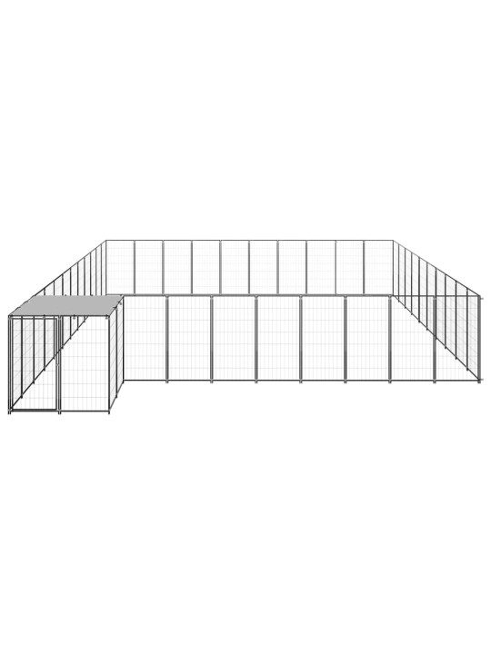 Suņu voljērs, 31,46 m², tērauds, melns