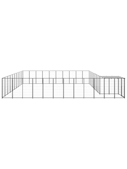 Suņu voljērs, 31,46 m², tērauds, melns