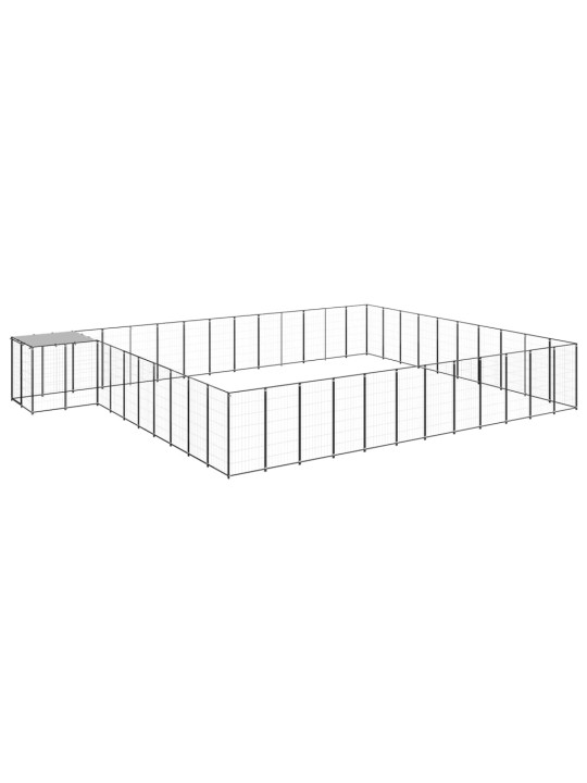 Suņu voljērs, 37,51 m², tērauds, melns