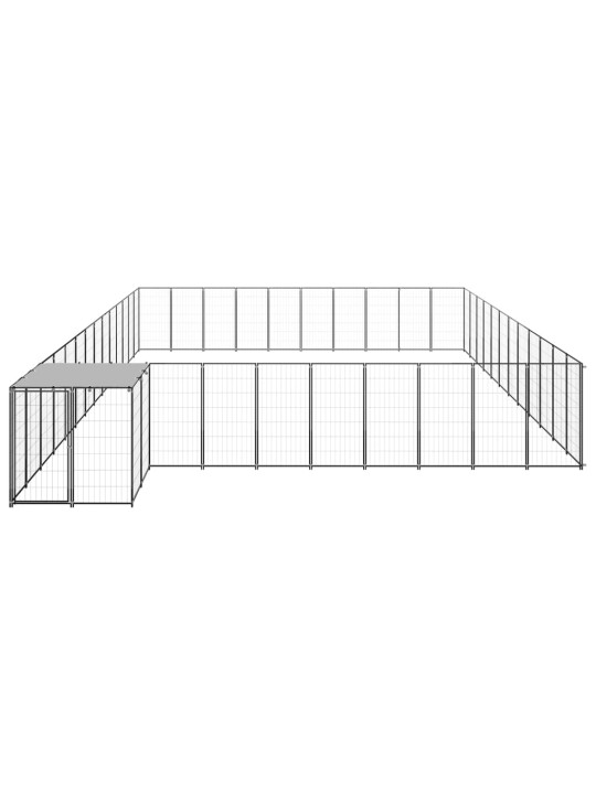Suņu voljērs, 37,51 m², tērauds, melns