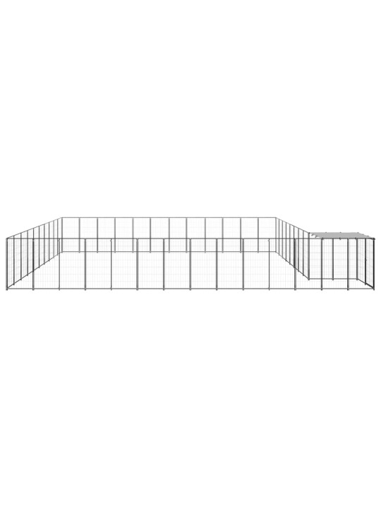 Suņu voljērs, 37,51 m², tērauds, melns