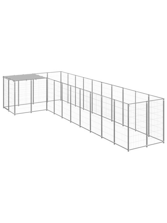 Suņu voljērs, 7,26 m², tērauds, sudraba krāsa