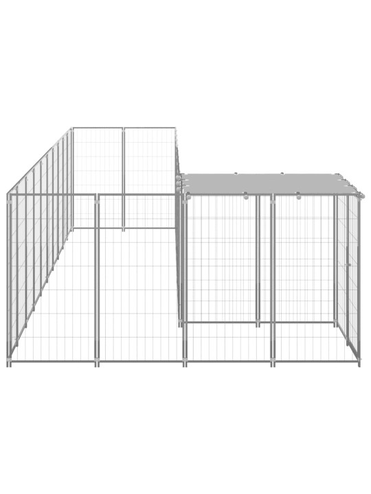 Suņu voljērs, 7,26 m², tērauds, sudraba krāsa