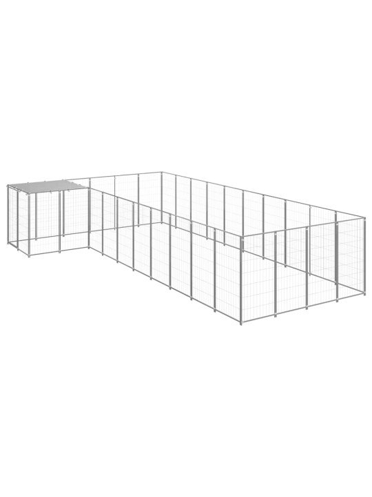 Suņu voljērs, 13,31 m², tērauds, sudraba krāsa