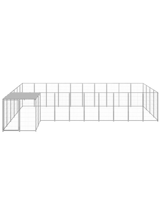 Suņu voljērs, 13,31 m², tērauds, sudraba krāsa
