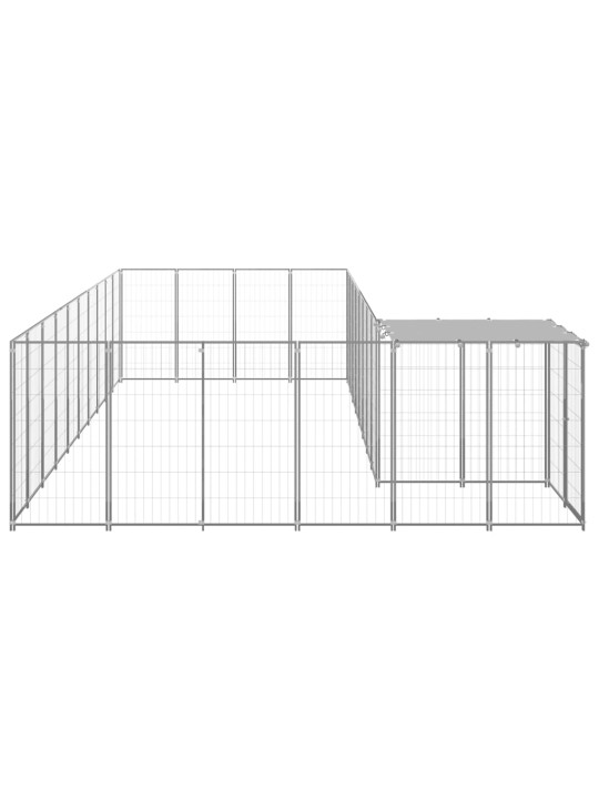 Suņu voljērs, 13,31 m², tērauds, sudraba krāsa