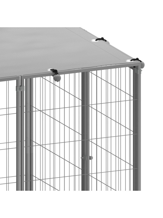 Suņu voljērs, 13,31 m², tērauds, sudraba krāsa