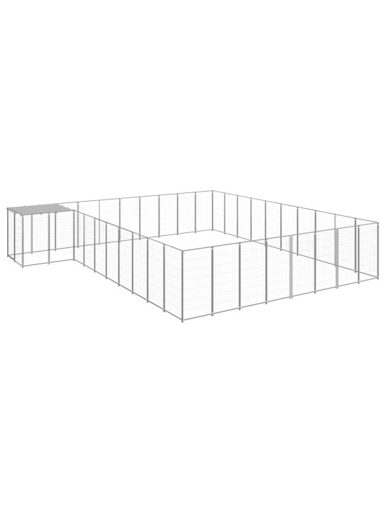 Suņu voljērs, 25,41 m², tērauds, sudraba krāsa