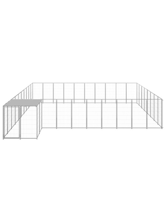 Suņu voljērs, 25,41 m², tērauds, sudraba krāsa