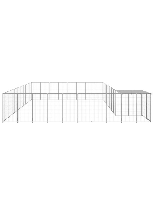 Suņu voljērs, 25,41 m², tērauds, sudraba krāsa