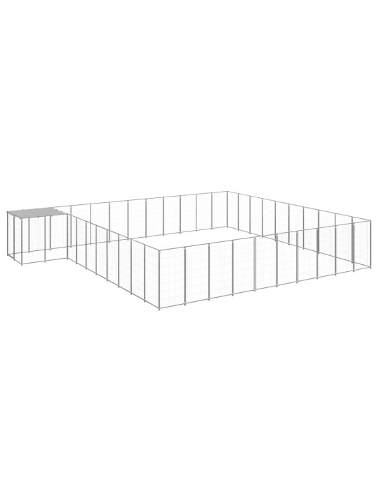 Suņu voljērs, 31,46 m², tērauds, sudraba krāsa