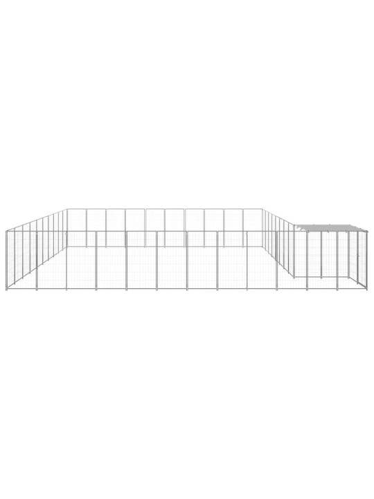 Suņu voljērs, 31,46 m², tērauds, sudraba krāsa