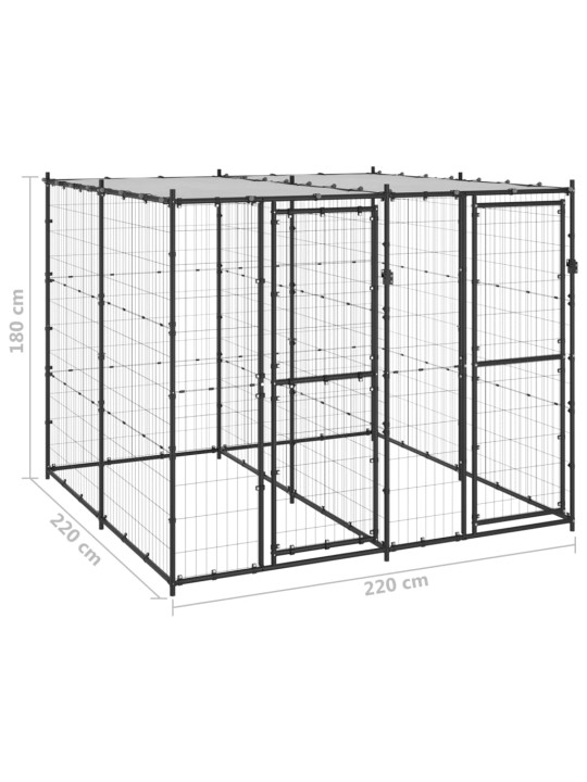 Suņu voljērs ar jumtu, 4,84 m², tērauds