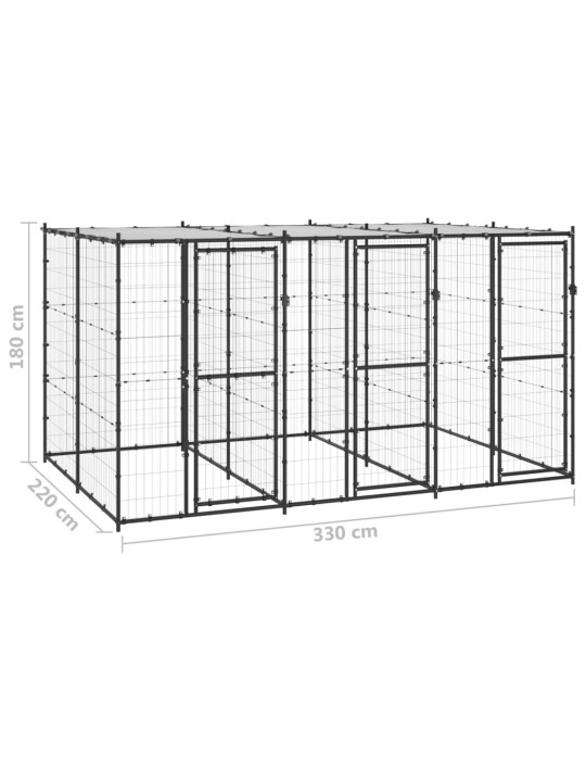 Suņu voljērs ar jumtu, 7,26 m², tērauds