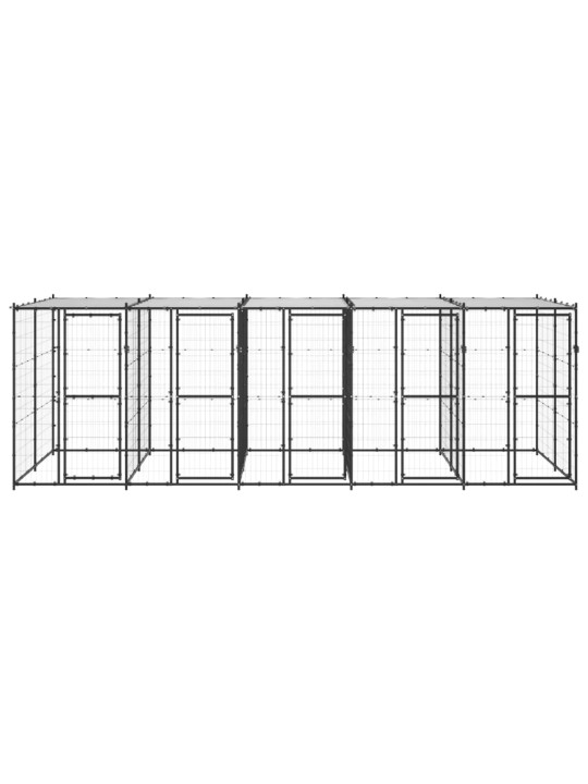 Suņu voljērs ar jumtu, 12,1 m², tērauds
