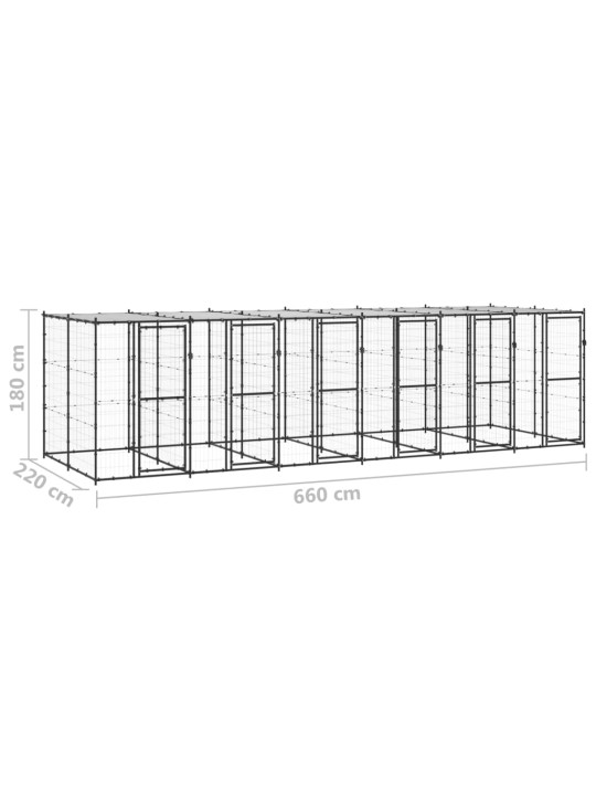 Suņu voljērs ar jumtu, 14,52 m², tērauds