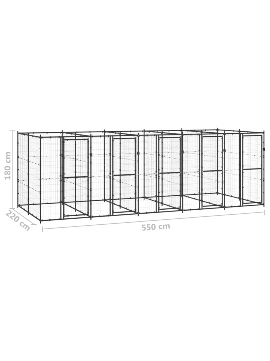 Suņu voljērs, 12,1 m², tērauds