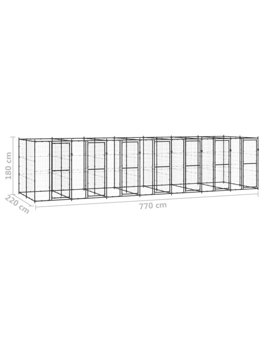 Suņu voljērs, 16,94 m², tērauds