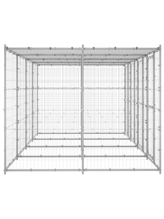 Suņu voljērs ar jumtu, 9,68 m², cinkots tērauds