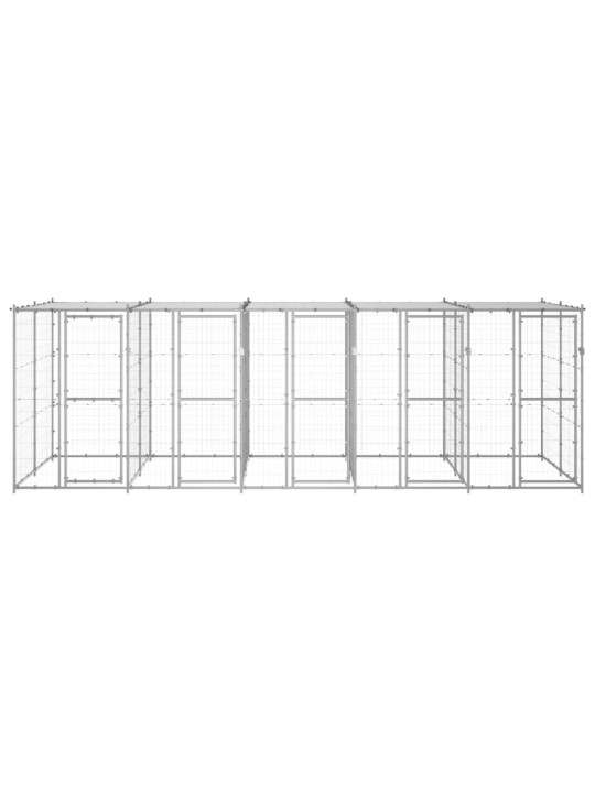 Suņu voljērs ar jumtu, 12,1 m², cinkots tērauds