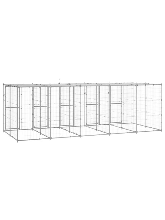 Suņu voljērs ar jumtu, 12,1 m², cinkots tērauds