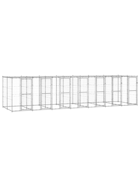 Suņu voljērs ar jumtu, 16,94 m², cinkots tērauds